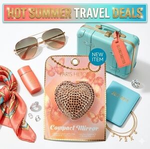 Paris Hilton Puffy Heart Bling Compact Mirror Rose Gold Foldable Y2K NWT